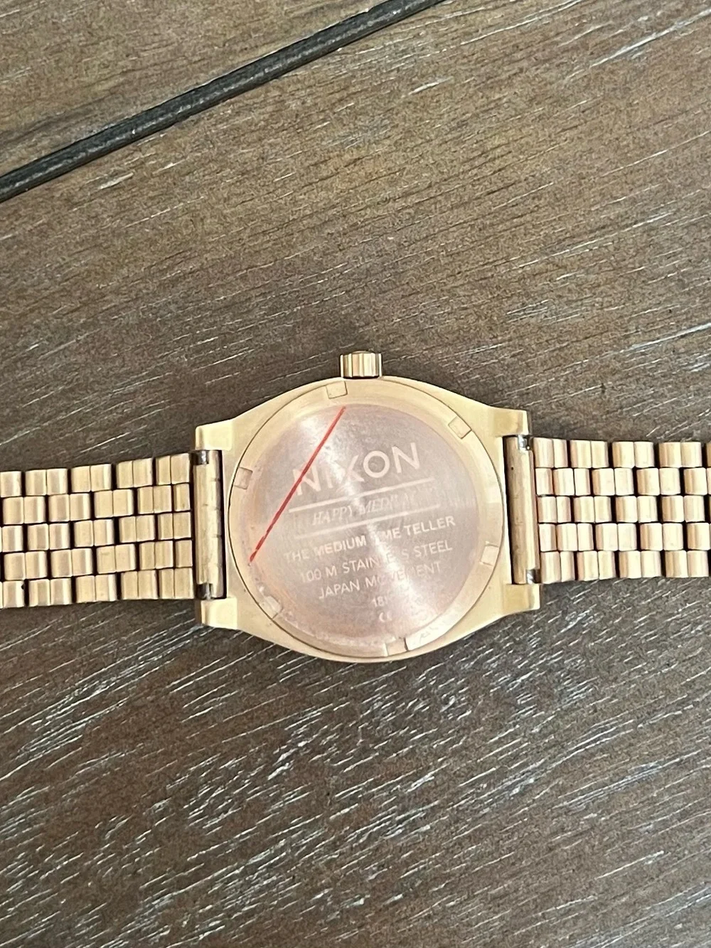 Nixon Rose Gold Bracelet Watch with Black Leopard Dial Accents